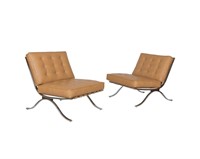 Italian Barcelona Style Chairs - Pair