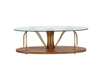 Teak, Brass and Glass Coffee Table