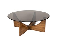 Rosewood Table with Smoked Glass
