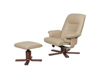 Swedish Leather Swivel Chair and Ottoman