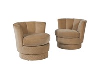 Pair Petite Swivel Lounge Chairs