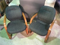 Pallidium guest chairs, maple frame w/green