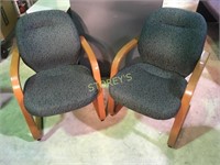 Pallidium guest chairs, maple frame w/ green