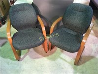 Pallidium guest chairs, maple frame w/green