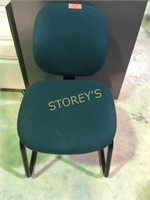 Sled base guest chair, green on black frame