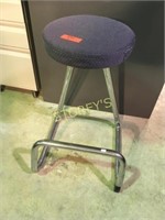 Sled base stool with pill box seat on chrome