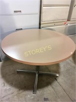 42" round table, sand colour laminate top