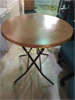 36" square table with black tube base and