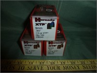 3 Boxes Hornady XTP 9mm Reloading Bullets