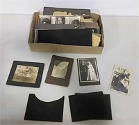 Box of Glass negatives and old photographs