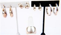 Jewelry Sterling Silver Hoop Earrings & Ring
