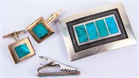 Jewelry Sterling Silver Buckle, Cufflinks & Clip