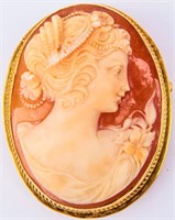 Jewelry 14kt Yellow Gold Shell Cameo Pendant