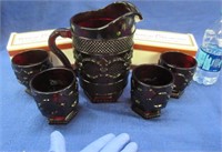 nice ruby red cape cod pitcher & tumbler set
