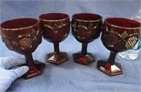 4 nice ruby red cape cod 6in stemmed glasses(1of2)