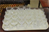 Tray of Cut Glass Mostly Drinking Glasses