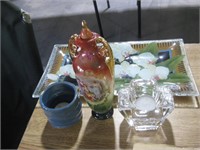 Victorian Mini Urn with lid, Glass Orchard Decorat