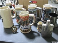 Lot of Beer Stein, flask & other