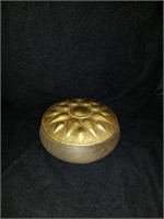 Cute Round wooden box with brass sunburst lid