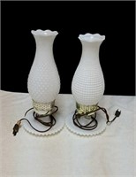 Beautiful pair of white electric oil lamps