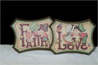 Cute  pair of faith and love wall plaques