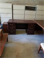 Wood office desk with 6 drawers approx size is