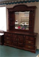 Beautiful 9 drawer 2 door dresser with mirror