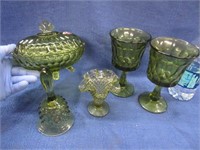 vintage green glass (3 fenton pcs -2 viking cups)