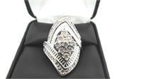 Large marque diamond cluster ring