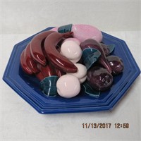 Centre piece porcelain octagonal tray with fruit