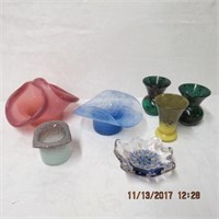 Hand blown coloured glass and  Millefiori