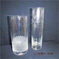 2 crystal cylinder vases 10 & 12"