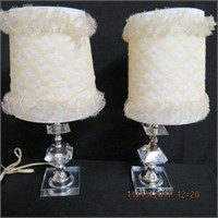 Pair of cut crystal lamps