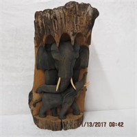 Carved wood elephant wall hanging 10.5 X 21"H