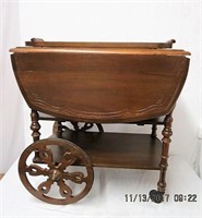 Gibbard solid walnut tea wagon with one drawer