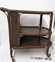 Wicker/wood 3 tier tea cart