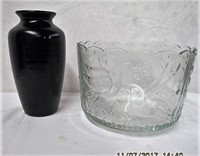 9 X 6" Flower,bird and heart decorated bowl and a