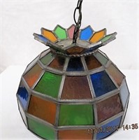 Stained leaded glass hanging lamp