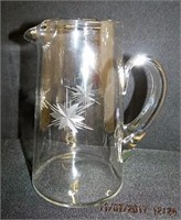 Etched glass 7.5" pitcher