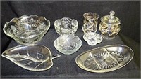 Grape decorated serving bowl, pickle dishes,