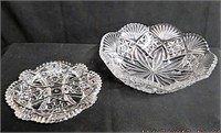 Pressed glass 9" serving bowl and 7" plate