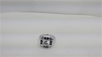 3.25 ct. blue and white sapphire dinner ring