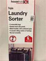 TRIPLE LAUNDRY SORTER 3 REMOVABLE BAGS