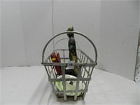 Metal Basket with Collectibles