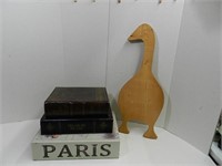 Book Storage Boxes & wooden duck