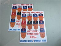 1962 Chiacgo Cubs 10 Cent Programs