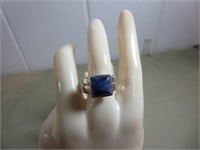 Blue Stone Sterling Ring Marked .925, 10.1g