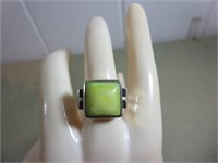 Peridot Colored Sterling Ring Marked .925, 10.4g