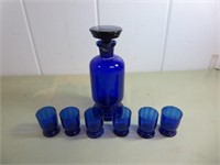 Cobalt Blue Glass Shot Serving Set