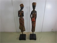Pair of Tall Ethnic Decorative Wood Figures